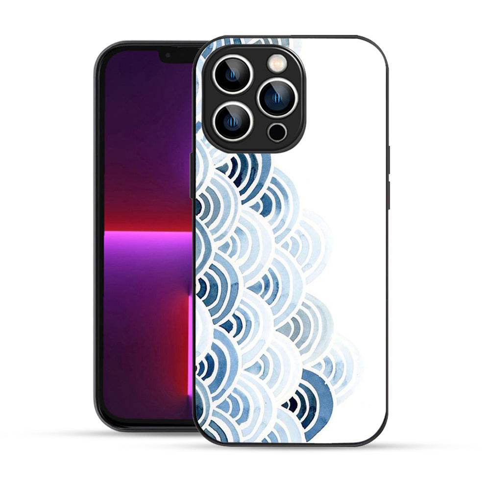 Bornstud Blue and White Pattern with Waves Mobile Cover for iPhone 13 Pro – Vibrant Elegance with Premium Protection - Bornstud