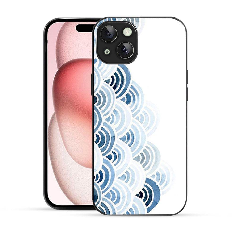 Bornstud Blue and White Pattern with Waves Mobile Cover for iPhone 15 – Vibrant Elegance with Premium Protection - Bornstud