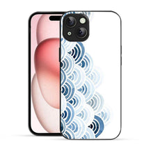 Elevate Your iPhone Experience with Bornstud's 2D Glass Printed Aesthetic Blue and White Pattern with Waves Mobile Back Cover - Bornstud