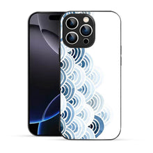 Elevate Your iPhone Experience with Bornstud's 2D Glass Printed Aesthetic Blue and White Pattern with Waves Mobile Back Cover - Bornstud