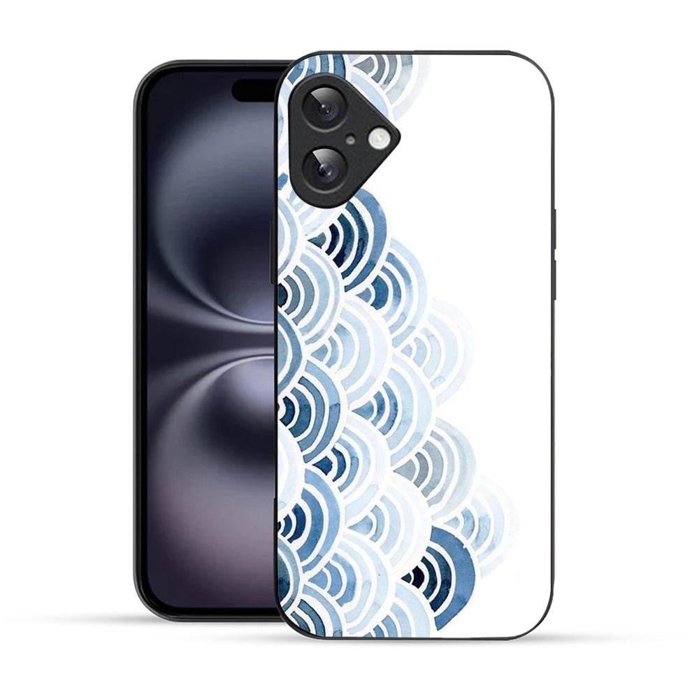 Bornstud Blue and White Pattern with Waves Mobile Cover for iPhone 16 Plus – Vibrant Elegance with Premium Protection - Bornstud