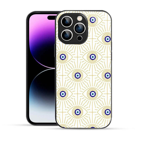 Elevate Your iPhone Experience with Bornstud's 2D Glass Printed Aesthetic Evil Eye Vector Art  Mobile Back Cover - Bornstud
