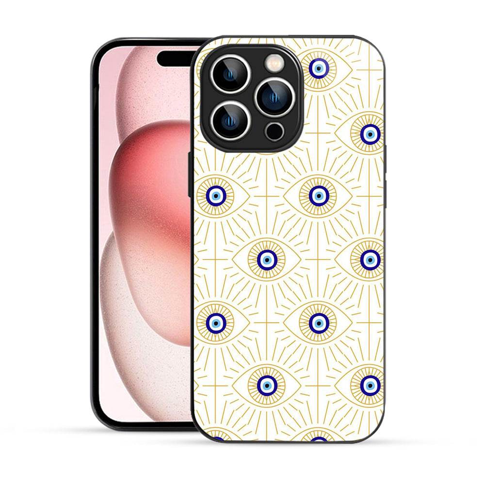Elevate Your iPhone Experience with Bornstud's 2D Glass Printed Aesthetic Evil Eye Vector Art  Mobile Back Cover - Bornstud