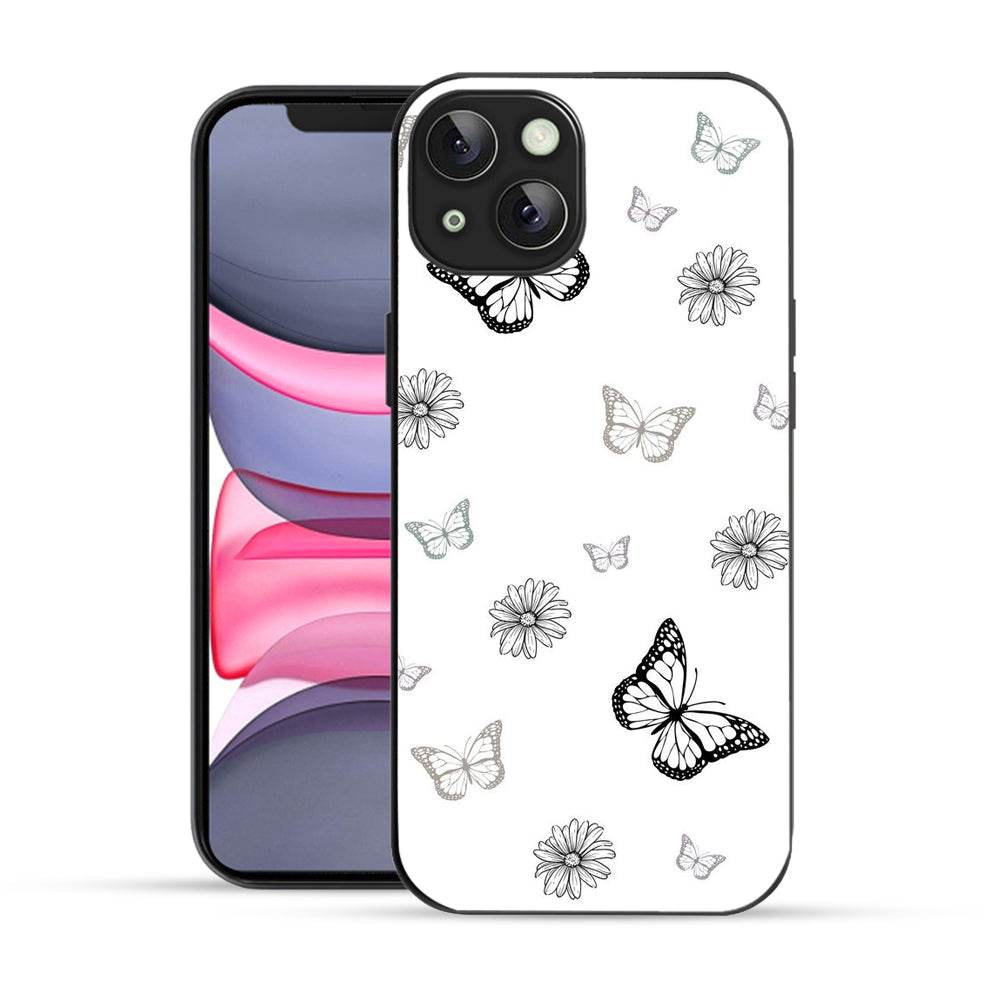 Bornstud Pattern with Doodle Butterflies  Mobile Cover for iPhone 13 – Vibrant Elegance with Premium Protection - Bornstud