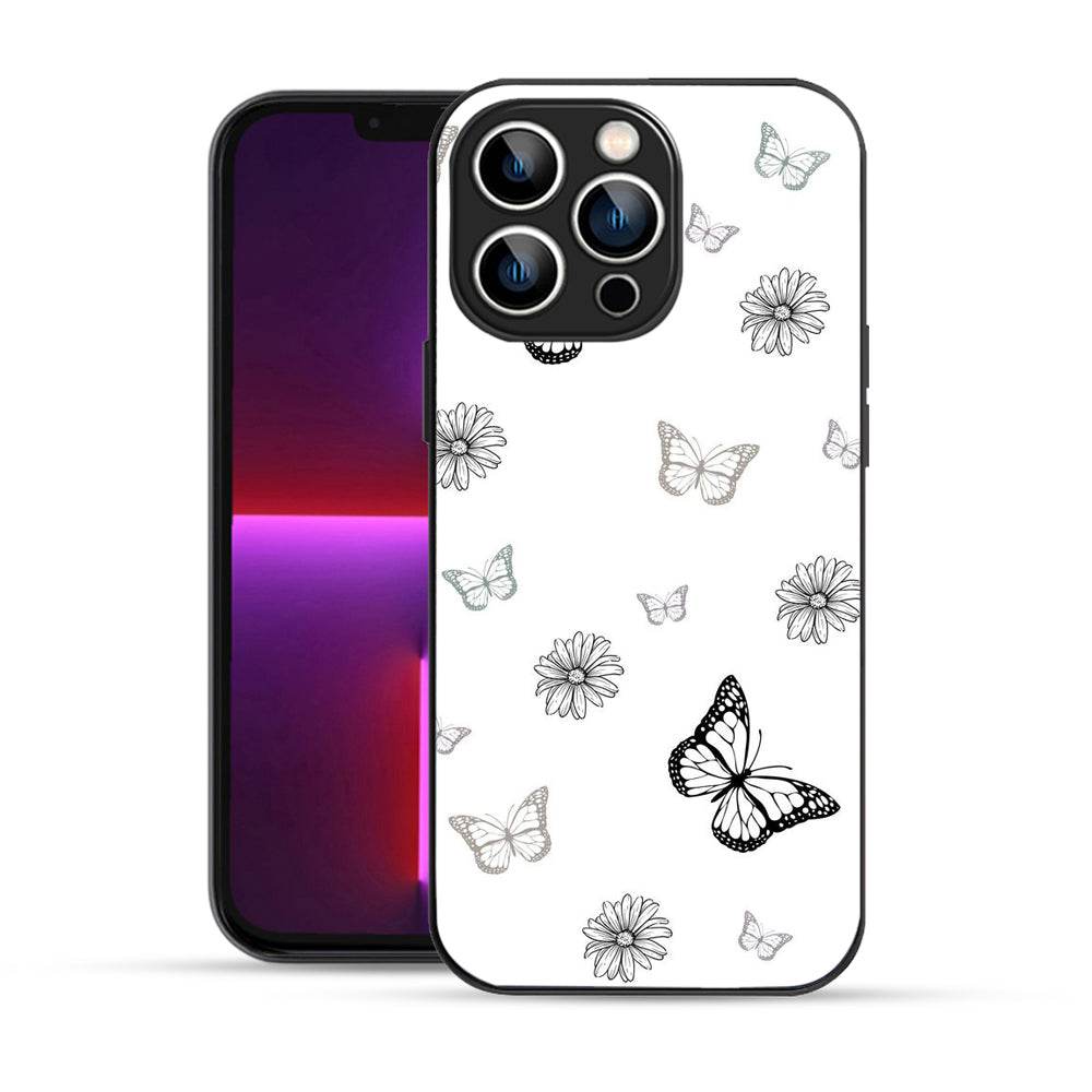 Bornstud Pattern with Doodle Butterflies  Mobile Cover for iPhone 13 Pro – Vibrant Elegance with Premium Protection - Bornstud