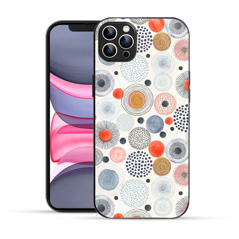 Bornstud Multicolor Circles Doodle  Mobile Cover for iPhone 12 Pro – Vibrant Elegance with Premium Protection - Bornstud