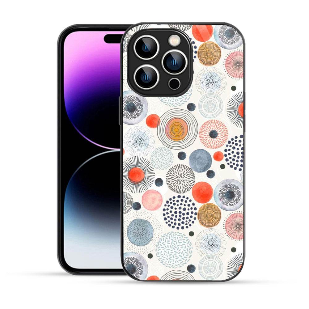 Elevate Your iPhone Experience with Bornstud's 2D Glass Printed Aesthetic Multicolor Circles Doodle  Mobile Back Cover - Bornstud