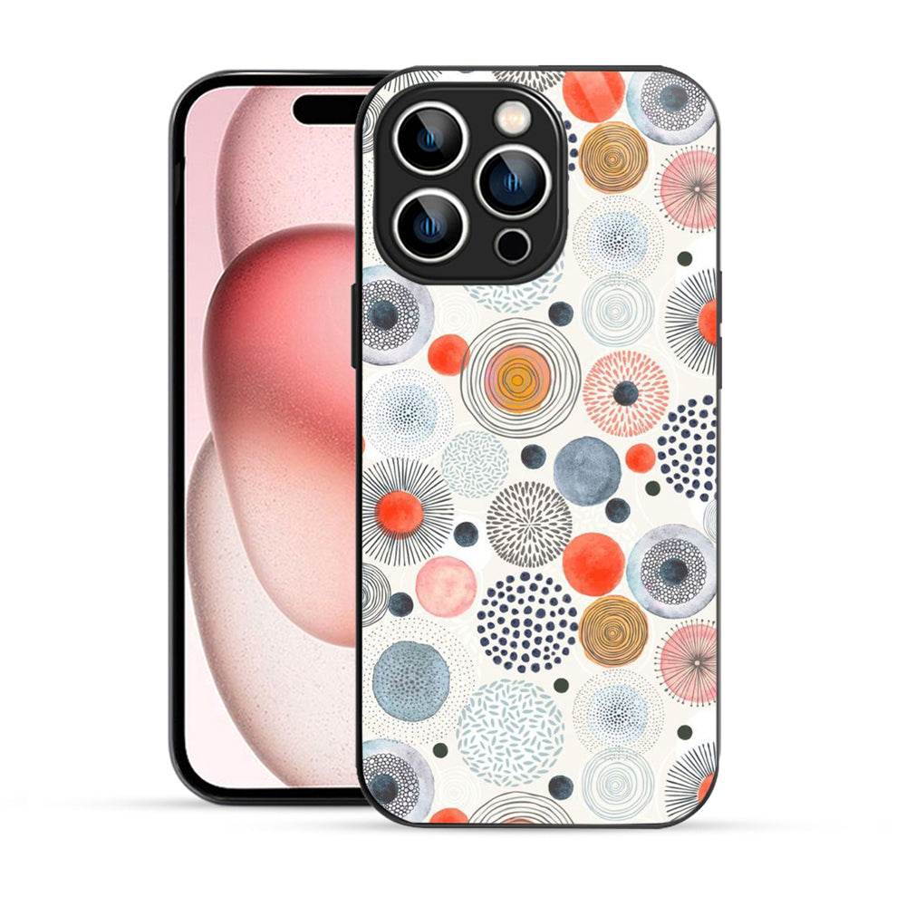 Elevate Your iPhone Experience with Bornstud's 2D Glass Printed Aesthetic Multicolor Circles Doodle  Mobile Back Cover - Bornstud