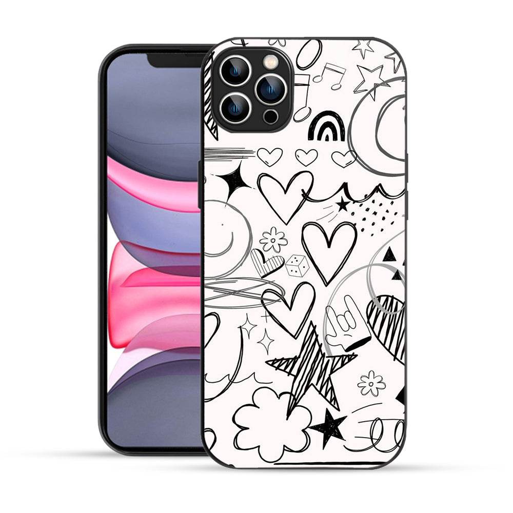 Bornstud Hand Drawn Heart Doodle Mobile Cover for iPhone 11 Pro – Vibrant Elegance with Premium Protection - Bornstud