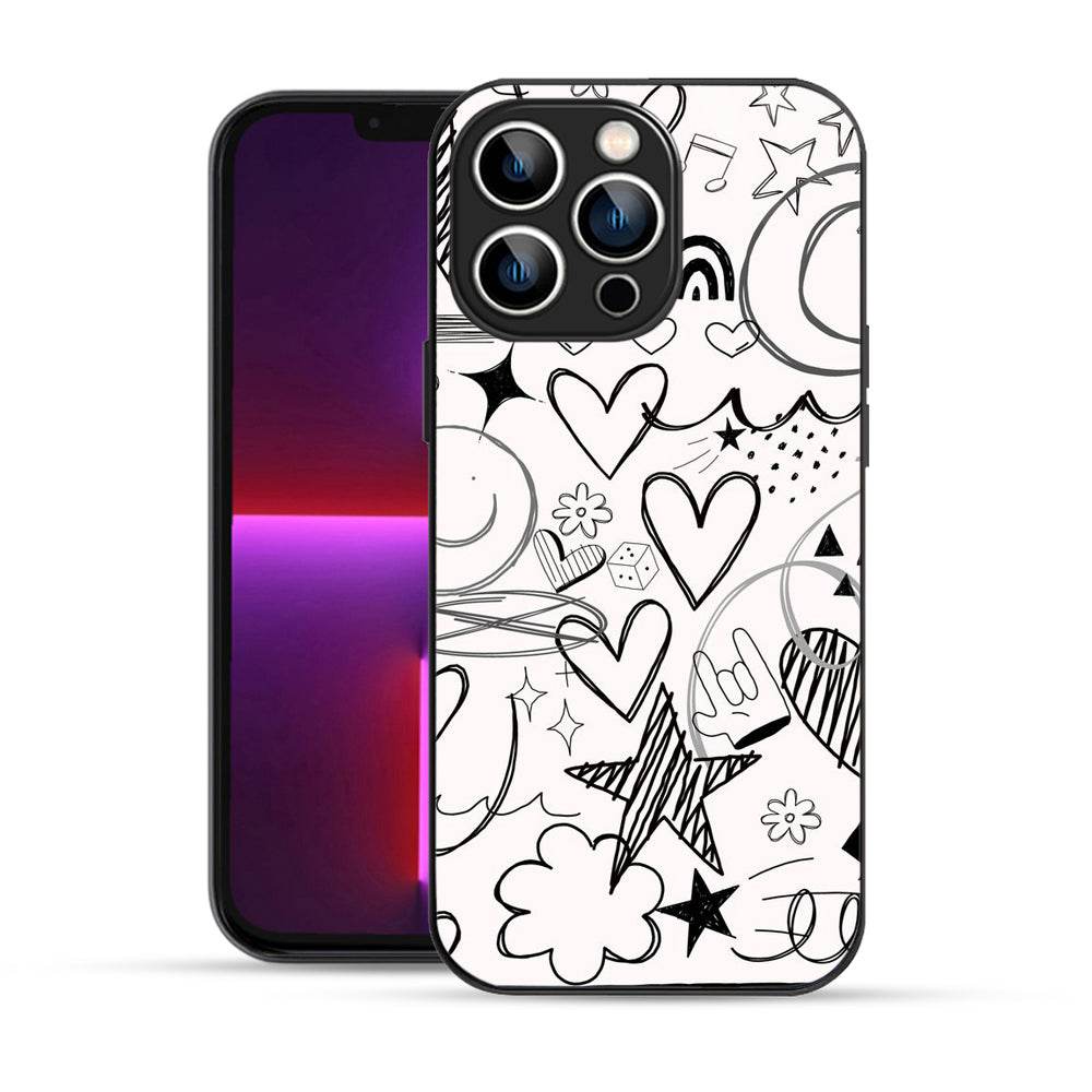 Bornstud Hand Drawn Heart Doodle Mobile Cover for iPhone 13 Pro Max – Vibrant Elegance with Premium Protection - Bornstud