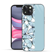 Elevate Your iPhone Experience with Bornstud's 2D Glass Printed Aesthetic Blue Butterfly  Mobile Back Cover - Bornstud