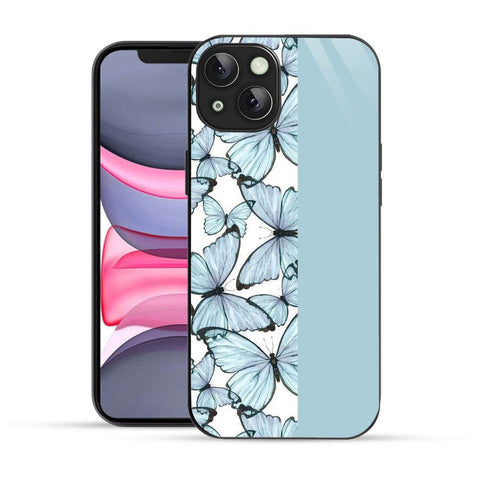 Bornstud Aesthetic Blue Butterfly Mobile Cover for iPhone 13 – Vibrant Elegance with Premium Protection - Bornstud