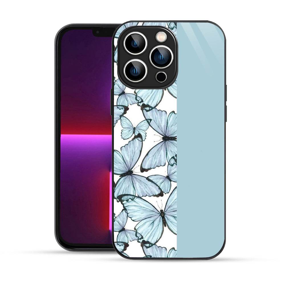 Bornstud Aesthetic Blue Butterfly Mobile Cover for iPhone 13 Pro – Vibrant Elegance with Premium Protection - Bornstud