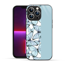 Elevate Your iPhone Experience with Bornstud's 2D Glass Printed Aesthetic Blue Butterfly  Mobile Back Cover - Bornstud
