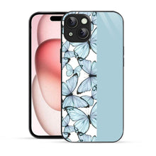 Elevate Your iPhone Experience with Bornstud's 2D Glass Printed Aesthetic Blue Butterfly  Mobile Back Cover - Bornstud