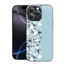 Elevate Your iPhone Experience with Bornstud's 2D Glass Printed Aesthetic Blue Butterfly  Mobile Back Cover - Bornstud