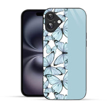 Elevate Your iPhone Experience with Bornstud's 2D Glass Printed Aesthetic Blue Butterfly  Mobile Back Cover - Bornstud