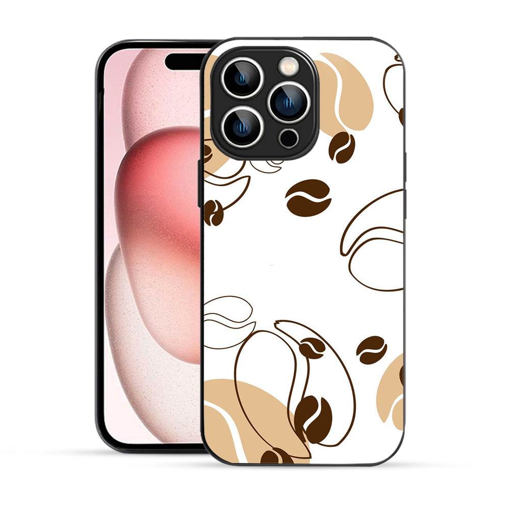 Elevate Your iPhone Experience with Bornstud's 2D Glass Printed Aesthetic Coffee Bean Doodle Mobile Back Cover - Bornstud