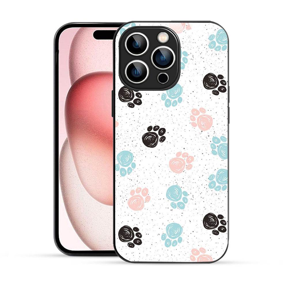 Elevate Your iPhone Experience with Bornstud's 2D Glass Printed Aesthetic Dog Paw Prints Mobile Back Cover - Bornstud