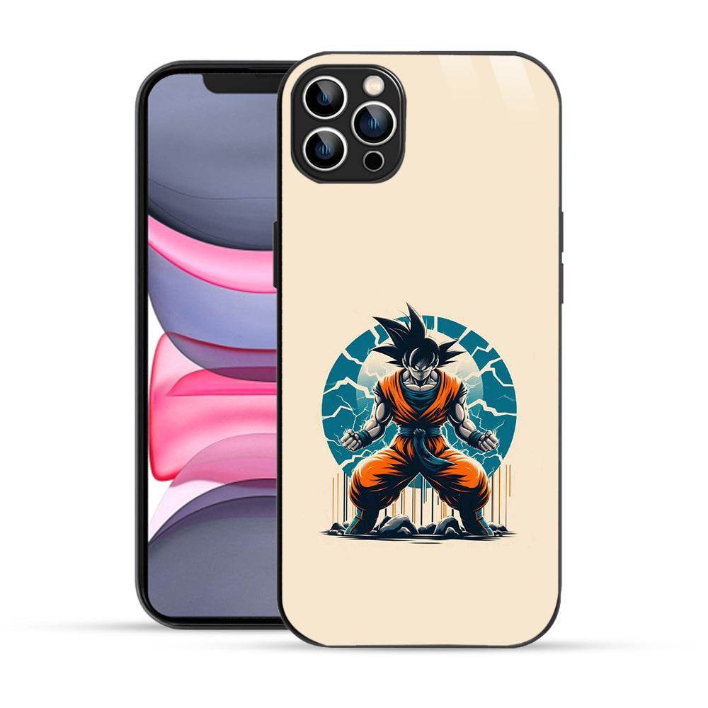 Bornstud 2D Glass Anime Character Goku Design iPhone Back Cover – Elegant & Protective - Bornstud