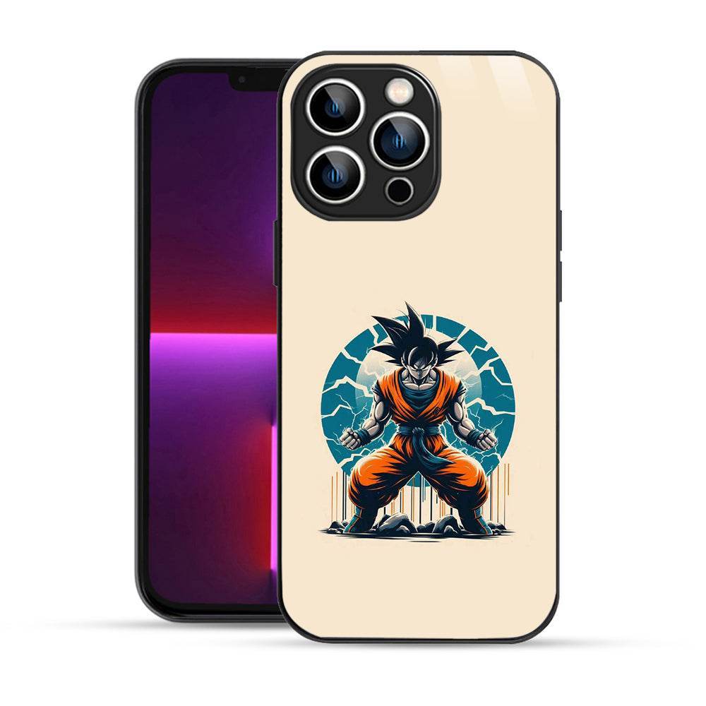 Bornstud 2D Glass Anime Character Goku Design iPhone Back Cover – Elegant & Protective - Bornstud