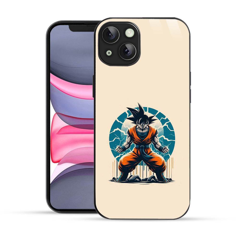 Bornstud 2D Glass Anime Character Goku Design iPhone Back Cover – Elegant & Protective - Bornstud