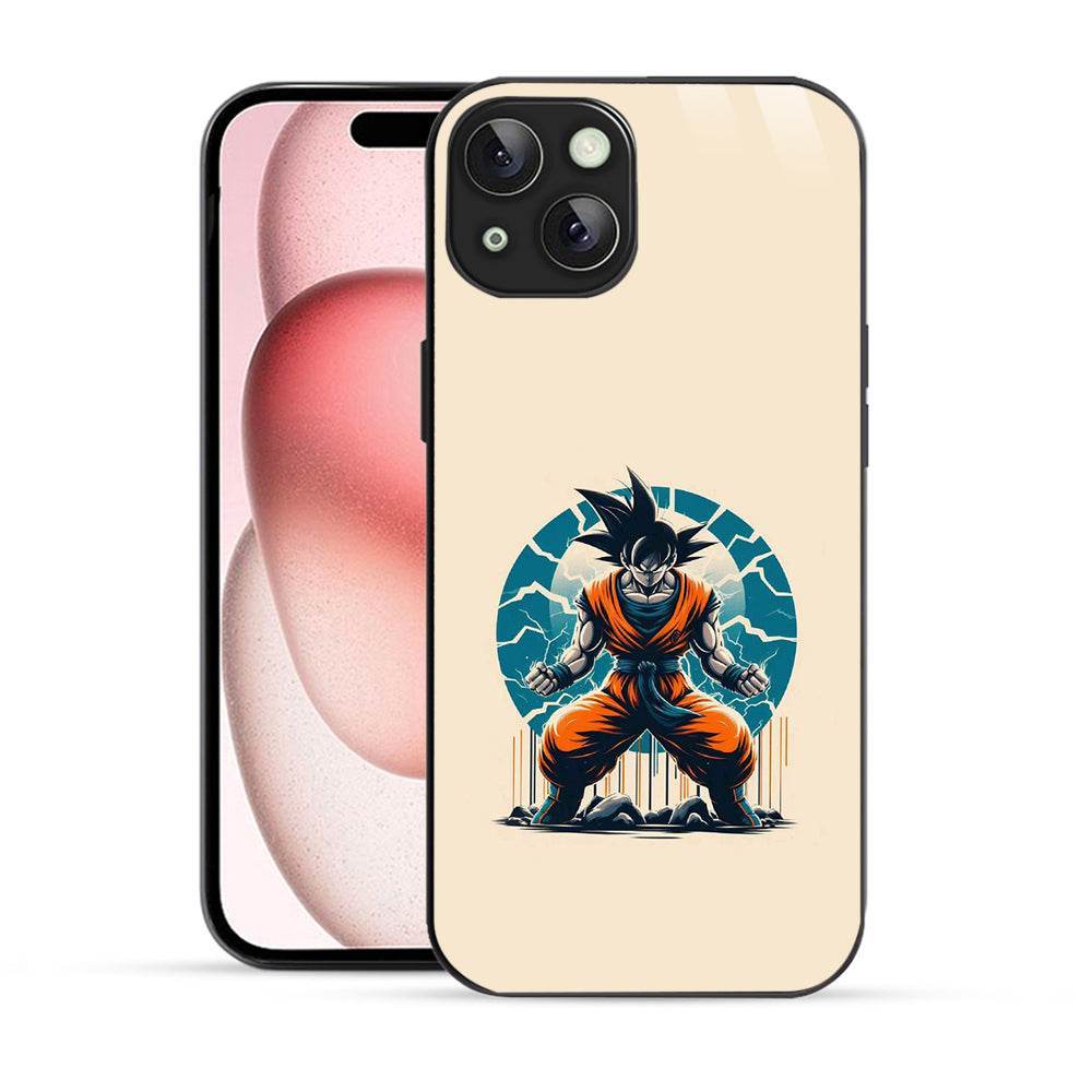 Bornstud 2D Glass Anime Character Goku Design iPhone Back Cover – Elegant & Protective - Bornstud