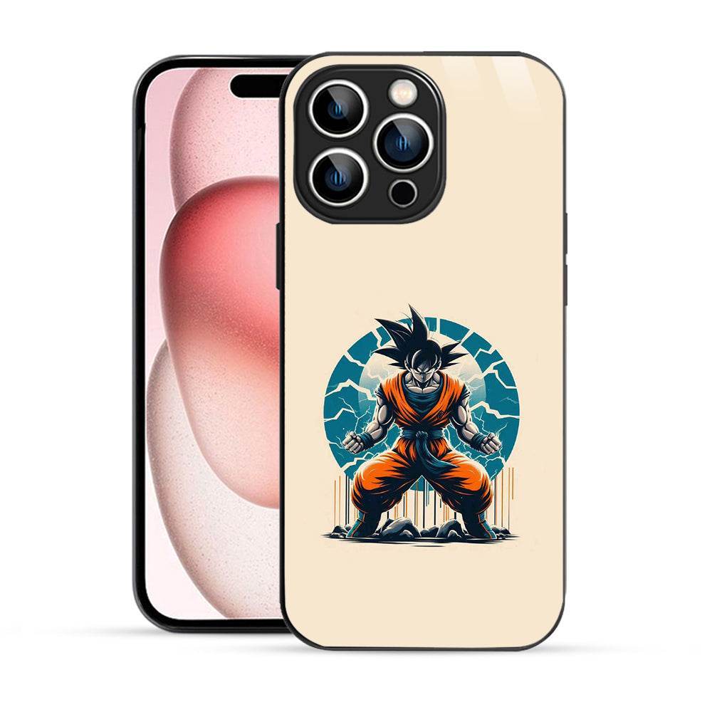 Bornstud 2D Glass Anime Character Goku Design iPhone Back Cover – Elegant & Protective - Bornstud