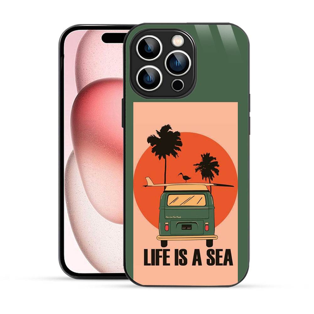 Elevate Your iPhone Experience with Bornstud's 2D Glass Printed Choice: Life is a Sea Mobile Back Cover - Bornstud
