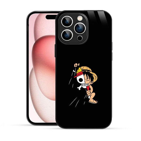 Elevate Your iPhone Experience with Bornstud's 2D Glass Printed Anime MONKEY-D-LUFFY One Piece Mobile Back Cover - Bornstud