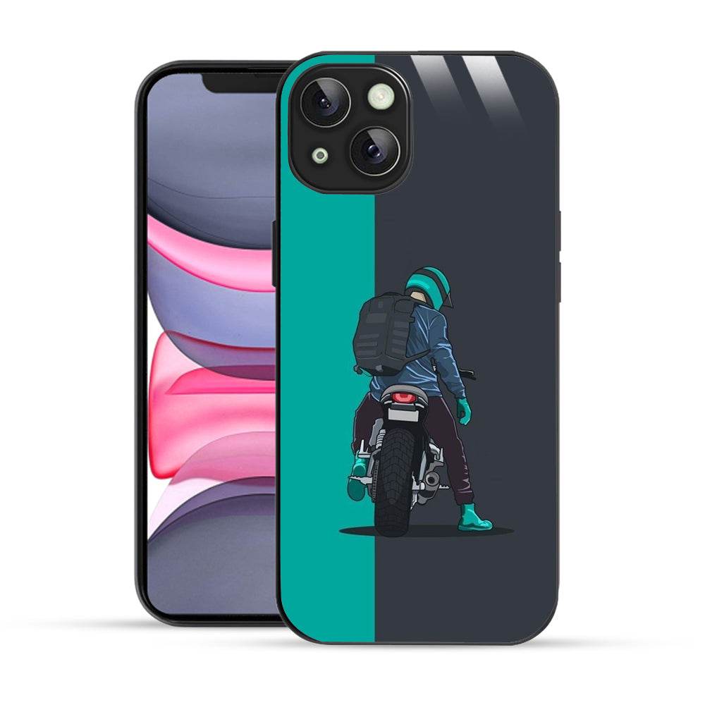 Bornstud Biker with Backpack  Mobile Cover for iPhone 14 – Vibrant Elegance with Premium Protection - Bornstud