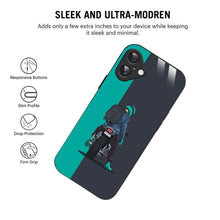 Bornstud Biker with Backpack  Mobile Cover for iPhone 16 Plus – Vibrant Elegance with Premium Protection - Bornstud
