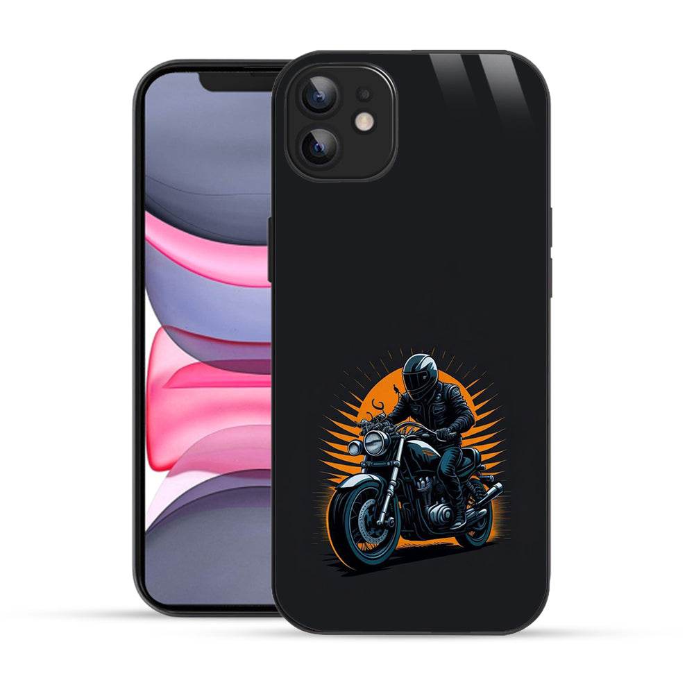 Bornstud Classic Motorcycle Rider Sunset  Mobile Cover for iPhone 12 – Vibrant Elegance with Premium Protection - Bornstud