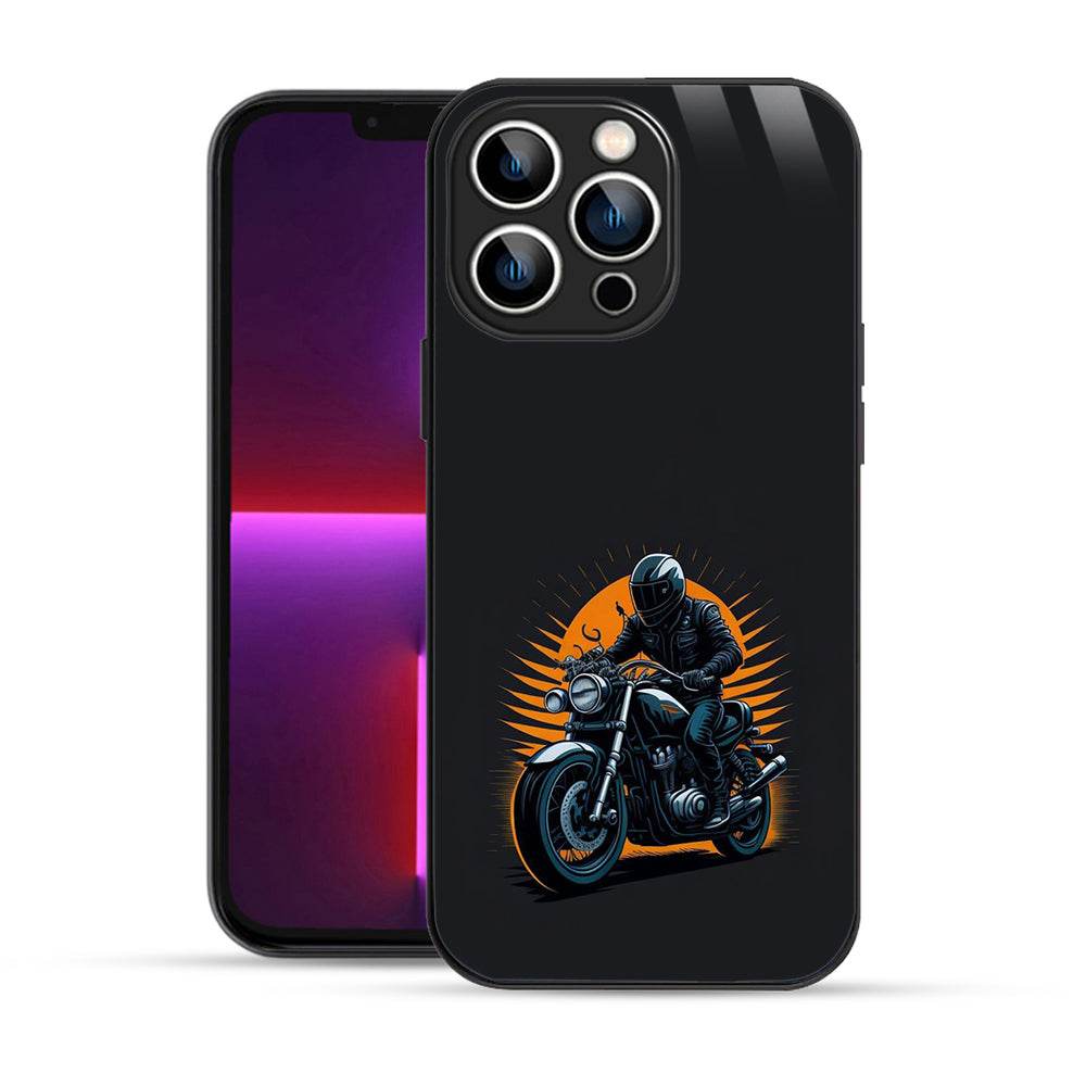 Bornstud Classic Motorcycle Rider Sunset  Mobile Cover for iPhone 13 Pro Max – Vibrant Elegance with Premium Protection - Bornstud