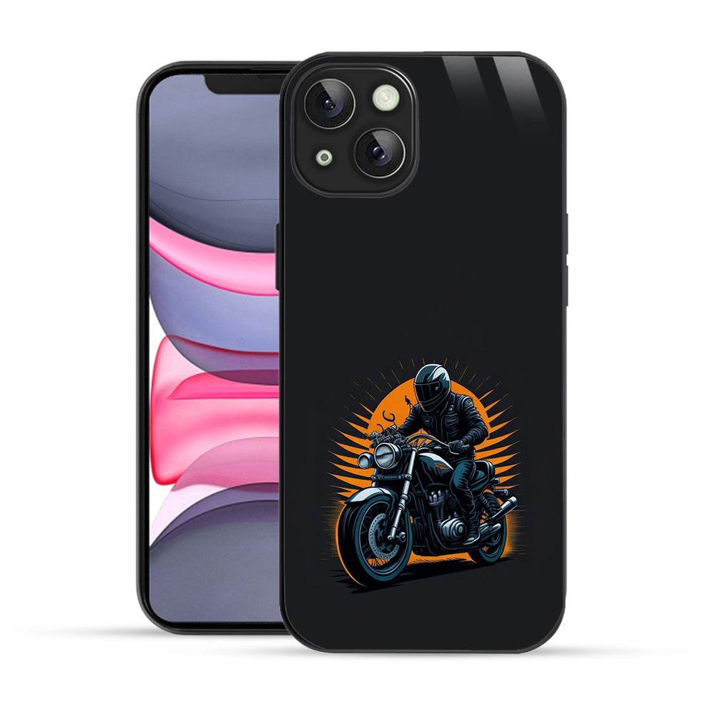Bornstud Classic Motorcycle Rider Sunset  Mobile Cover for iPhone 14 – Vibrant Elegance with Premium Protection - Bornstud