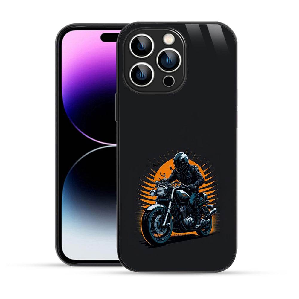 Bornstud Classic Motorcycle Rider Sunset  Mobile Cover for iPhone 14 Pro Max – Vibrant Elegance with Premium Protection - Bornstud