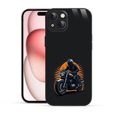 Bornstud Classic Motorcycle Rider Sunset  Mobile Cover for iPhone 15 – Vibrant Elegance with Premium Protection - Bornstud