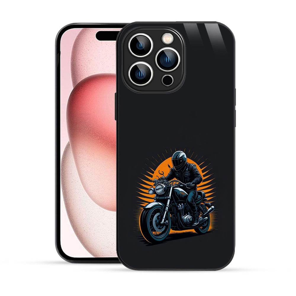 Bornstud Classic Motorcycle Rider Sunset  Mobile Cover for iPhone 15 Pro Max – Vibrant Elegance with Premium Protection - Bornstud