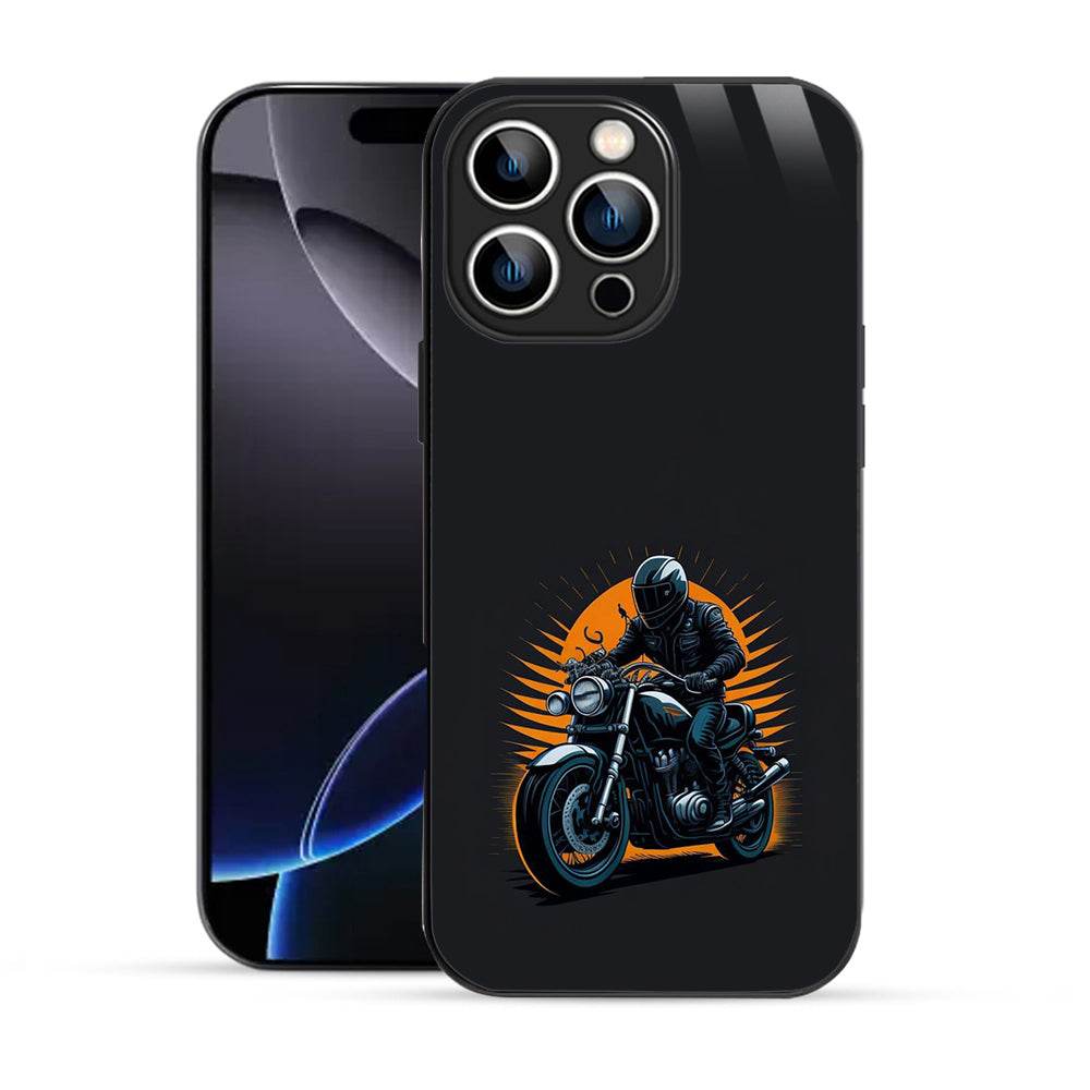 Bornstud Classic Motorcycle Rider Sunset  Mobile Cover for iPhone 16 Pro – Vibrant Elegance with Premium Protection - Bornstud