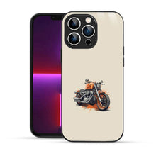 Elevate Your iPhone Experience with Bornstud's 2D Glass Printed Vintage bike orange Mobile Back Cover - Bornstud