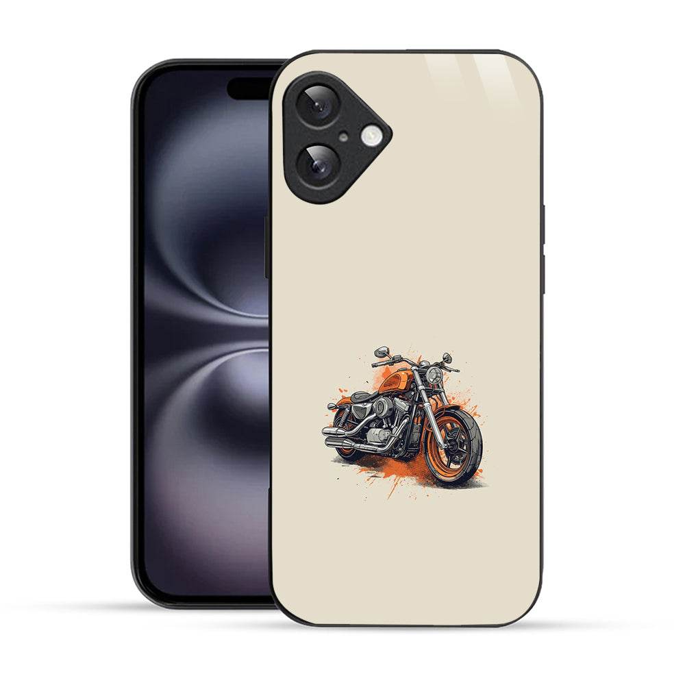 Elevate Your iPhone Experience with Bornstud's 2D Glass Printed Vintage bike orange Mobile Back Cover - Bornstud