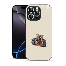Elevate Your iPhone Experience with Bornstud's 2D Glass Printed Vintage bike orange Mobile Back Cover - Bornstud