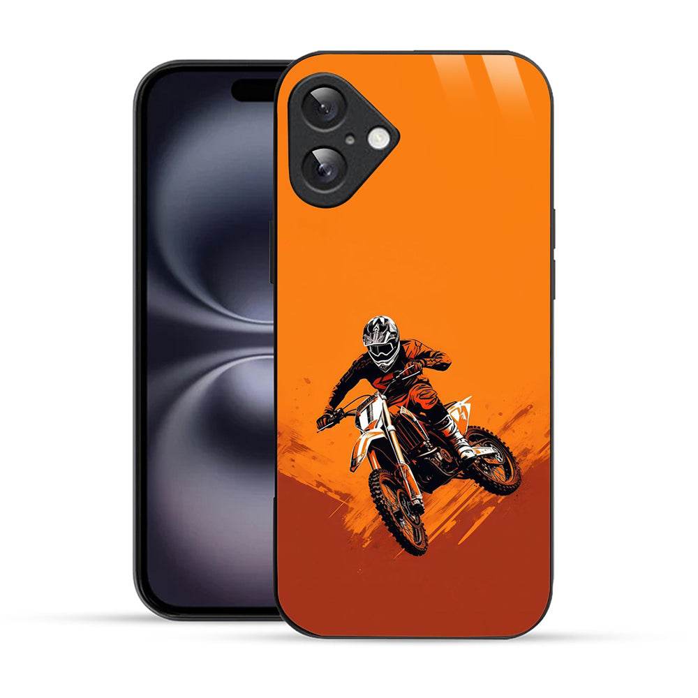 Elevate Your iPhone Experience with Bornstud's 2D Glass Printed Adventure biker Mobile Back Cover - Bornstud