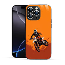 Elevate Your iPhone Experience with Bornstud's 2D Glass Printed Adventure biker Mobile Back Cover - Bornstud