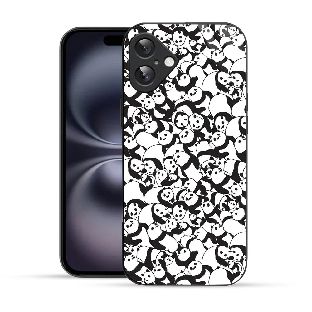 Bornstud Panda Crowd Printed Case for iPhone 16 Plus