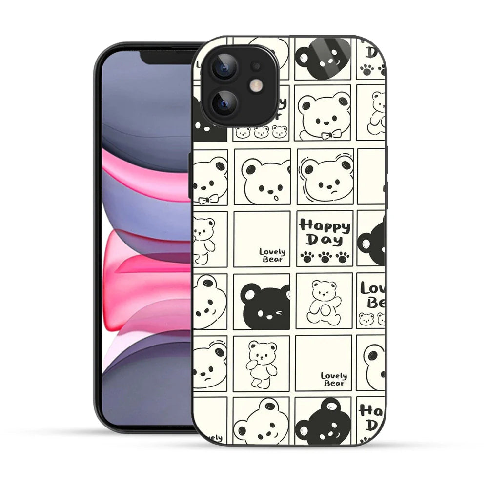 Bornstud Bear Grid Printed Case for iPhone 12