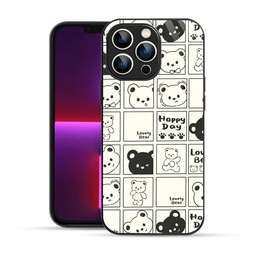 Bornstud Bear Grid Printed Case for iPhone 13 Pro