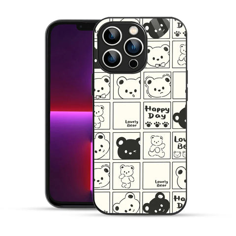 Bornstud Bear Grid Printed Case for iPhone 13 Pro Max