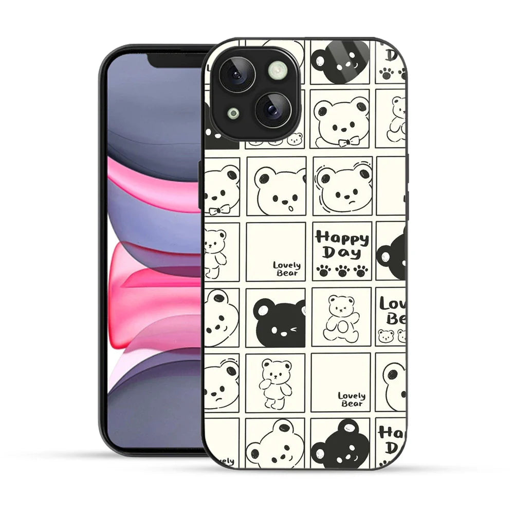 Bornstud Bear Grid Printed Case for iPhone 14 Plus