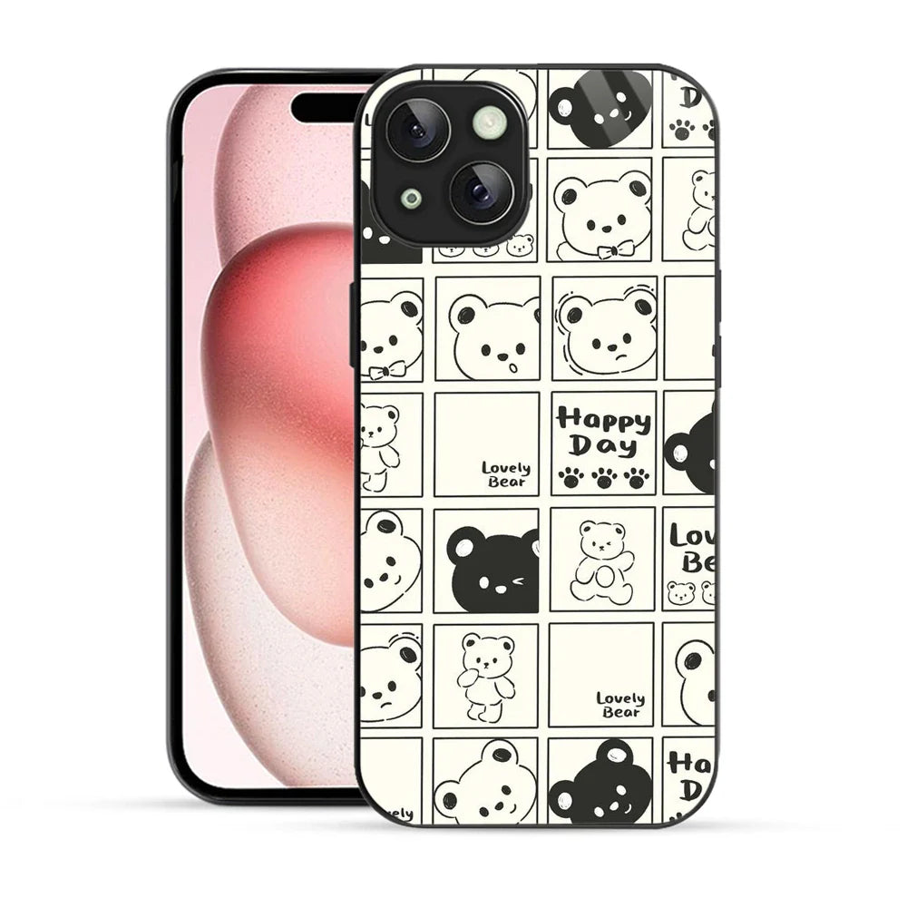 Bornstud Bear Grid Printed Case for iPhone 15 Plus